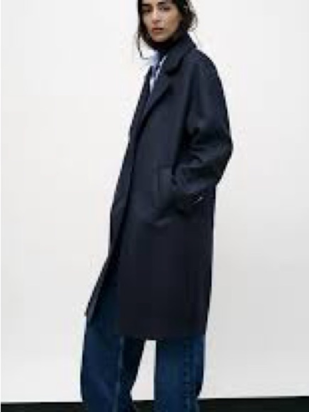🏙️ZARA🏙️NAVY WOOL STRUCTURED TRENCH PRISTINE!!! - Picture 2 of 9